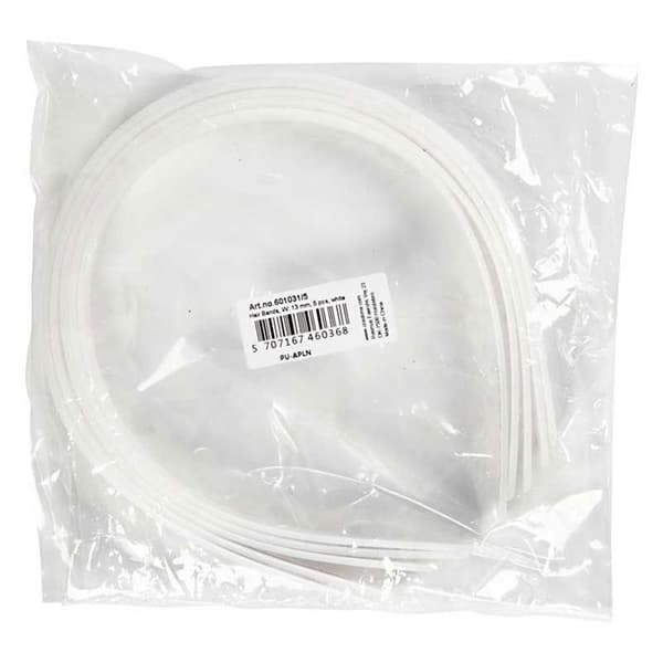 Diadem i plast att dekorera - Vita - 13 mm - 5 st