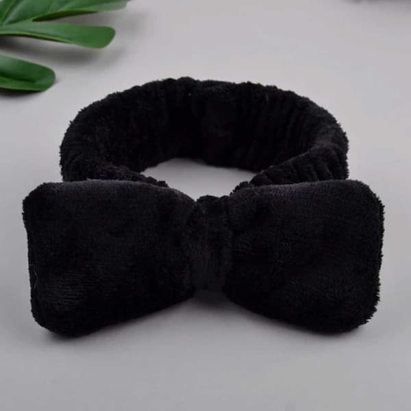 Make Up Band med Bow Soft Hair Band for ansiktsvask Facial Wire Tape Black
