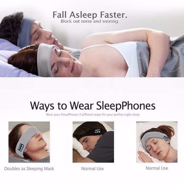Bluetooth Pannband Trådlöst Herr Dam Bluetooth Stereo Pannband Headset Hörlurar Sport Löpning Yoga Sova Pannband, Svart