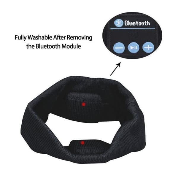 Bluetooth Pannband Trådlöst Herr Dam Bluetooth Stereo Pannband Headset Hörlurar Sport Löpning Yoga Sova Pannband, Svart