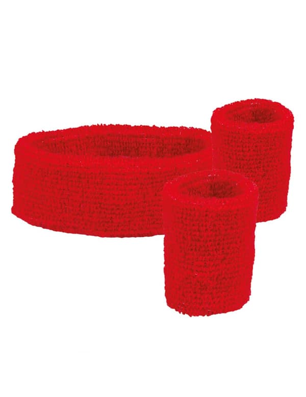80'er rødt pandebånd og armbånd til voksne.Size-One size