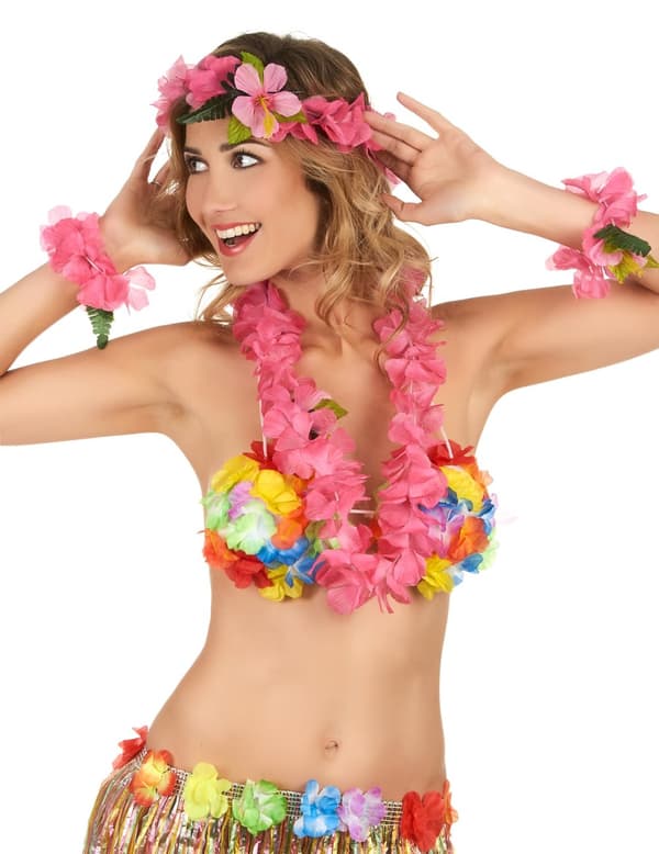 Rosa Hawaii-sett for voksne.Size-One size