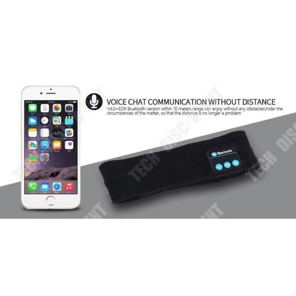 TD® Elektroniskt pannband Inbyggda hörlurar för män och kvinnor Handsfree-kit samtalssvar musik sport högteknologiskt pannband svart färg