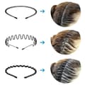 Pikkukuva 4 / 9: Lollanda Black Wave-muotoinen metallidiadeemi – unisex metallinen hiuspanta miehille ja naisille