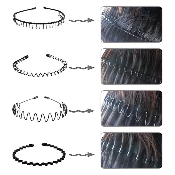 Lollanda Black Wave-muotoinen metallidiadeemi – unisex metallinen hiuspanta miehille ja naisille