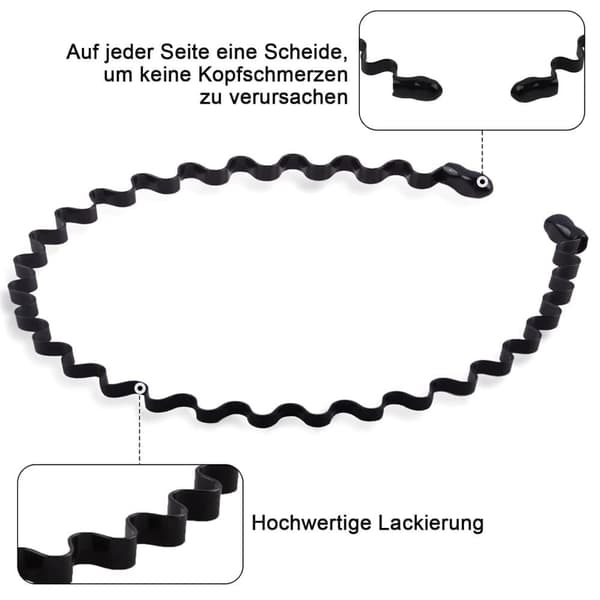 Lollanda Black Wave-muotoinen metallidiadeemi – unisex metallinen hiuspanta miehille ja naisille