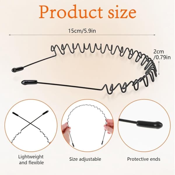 Lollanda Black Wave-shaped Metal Diadem – Unisex Metal Pandebånd til mænd og kvinder
