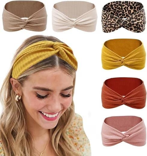 Moorle 6-Stk Anti-Slip Pandebånd - Boho, Elastisk Hårbånd Pandebånd Stretch, Kvinder, Alle årstider