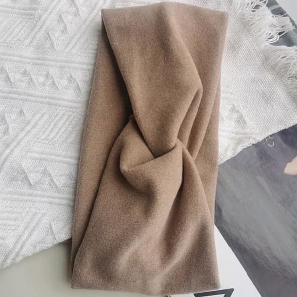 Bandeau Croisé för Hår Basisk i Spretig Jersey Enfärgad Cosy Kaki Kaki