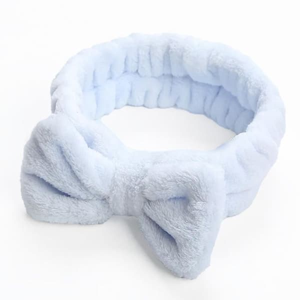 Bandeau Spa för Hår i Enfärgad Mjuk Blå Fleece