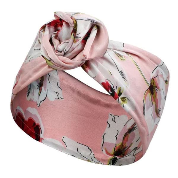 Bandeau Stil Turban för Hår i Blommig Rosa Cotton Våren