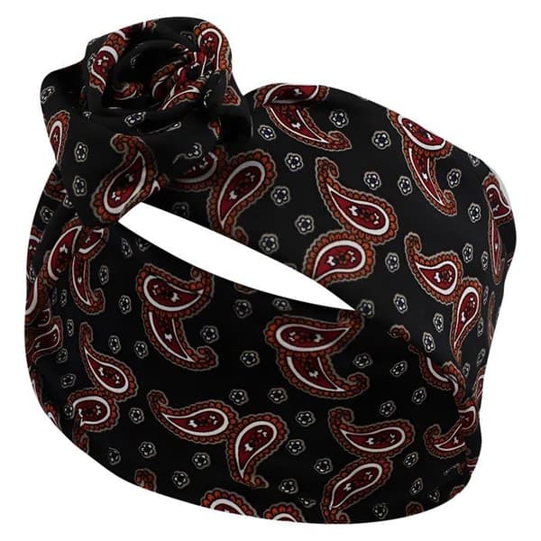 Bandeau stil turban för hår i tryckt paisleymönster retro svart svart