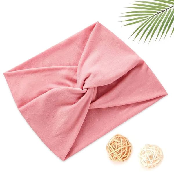 Bandeau Korsat för Hår i Fin Ljusrosa Pashmina Bomull