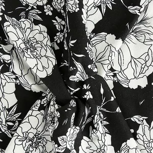 Korsettband för Hår i Mjuk Blommig Bomull med Svarta Blad