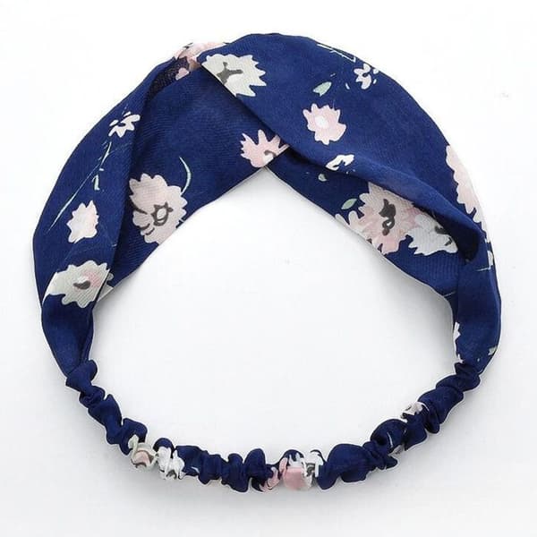 Bandeau Torsadé för Casual Hår i Minimalistisk Blommig Satin Blå Mörkblå