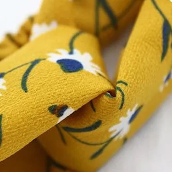 Bandeau Torsadé för Hår Casual i Minimalistisk Blommig Satin Gul