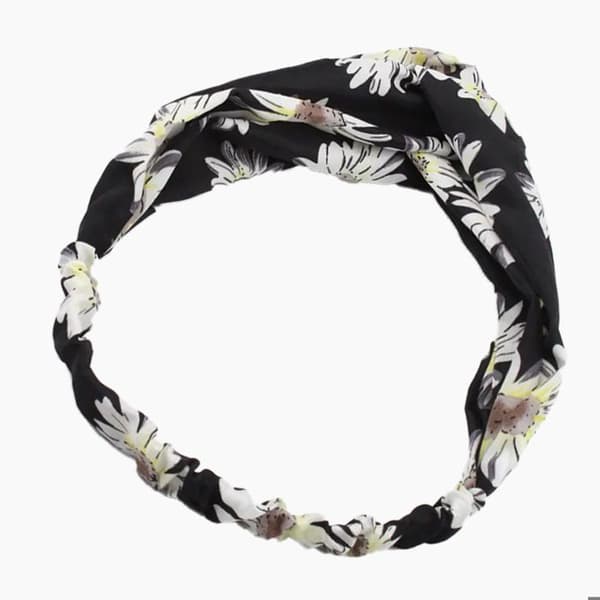 Bandenett i Torsadert Satin Blomstret Minimalistisk Svart
