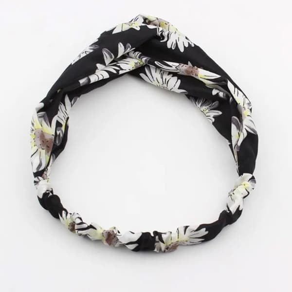 Bandenett i Torsadert Satin Blomstret Minimalistisk Svart
