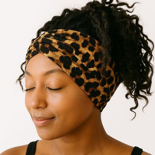 Bandeau Kryssat för Hår i Mjuk Tryckt Leopard Chict Brun Brun