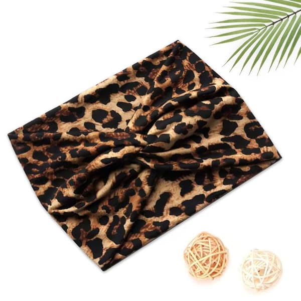 Bandeau Kryssat för Hår i Mjuk Tryckt Leopard Chict Brun Brun