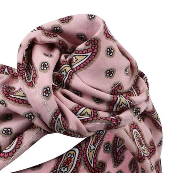 Bandeau Stil Turban för Hår i Tryckt Retro Paisley Bomull Rosa Rose