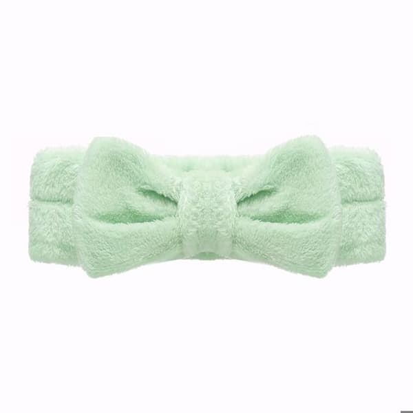 Bandeau Spa för Hår i Enfärgad Mjuk Grön Fleece