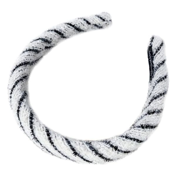 Bred hårband i retro glam tweed grå ljusgrå