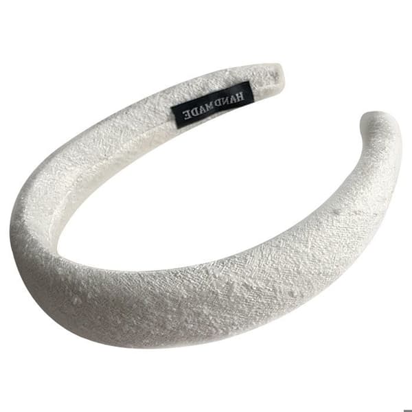 Bred Hårband i Enfärgad Retro Glam Tweed Beige