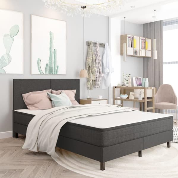 vidaXL sengegavl 180x200 cm stof mørkegrå