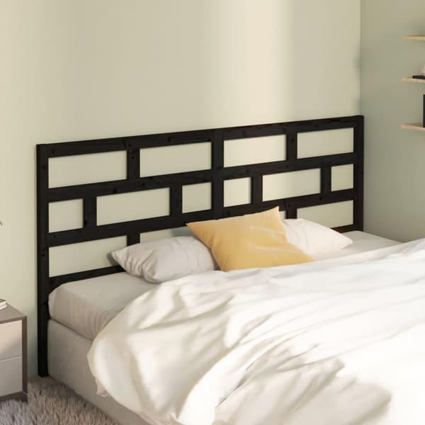 vidaXL Sengegavl svart 186x4x100 cm heltre furu