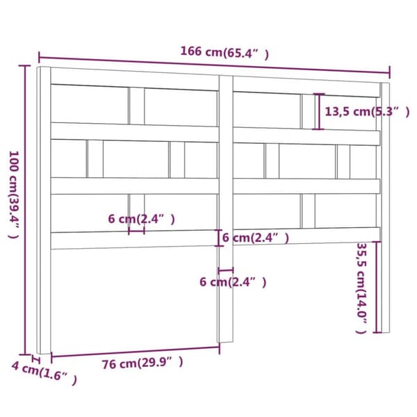 vidaXL sengegærde 166x4x100 cm massivt fyrretræ sort