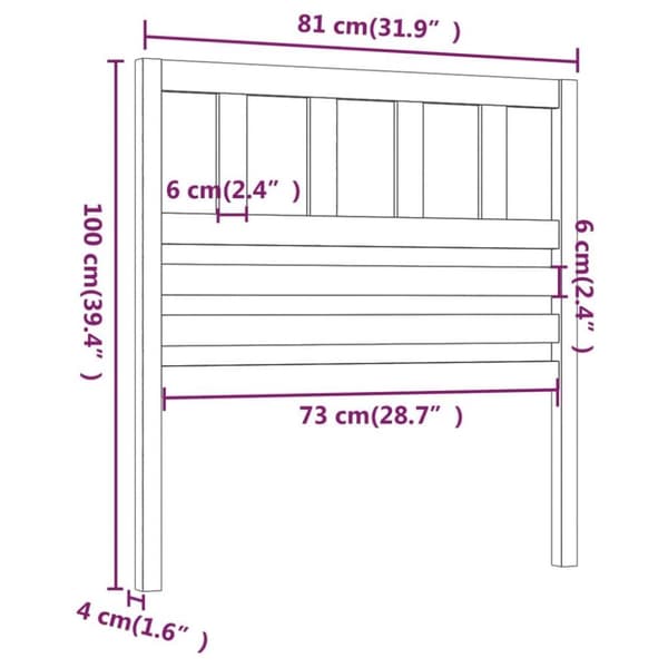vidaXL sengegærde 81x4x100 cm massivt fyrretræ hvid