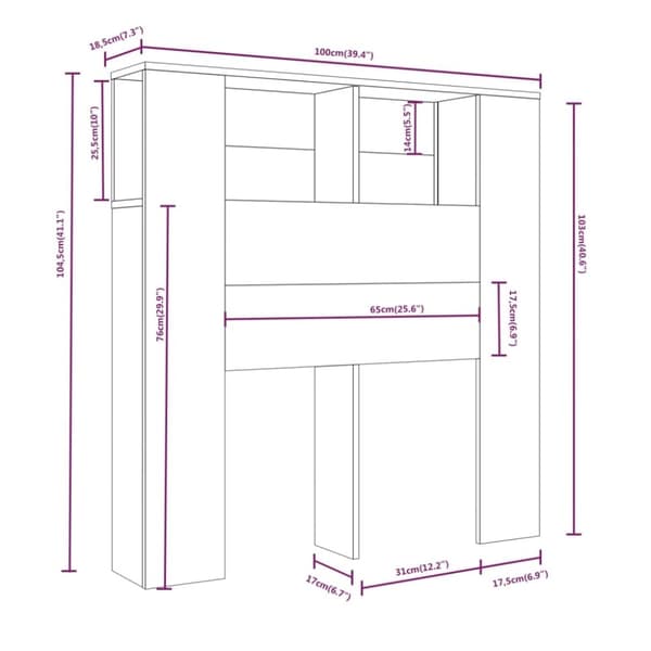 vidaXL Sänggavel med förvaring vit 100x18x104,5 cm