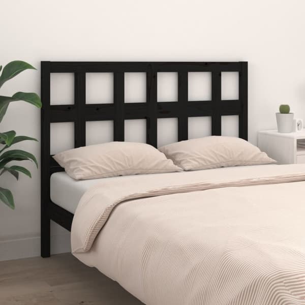 vidaXL Sengegavl svart 125,5x4x100 cm heltre furu