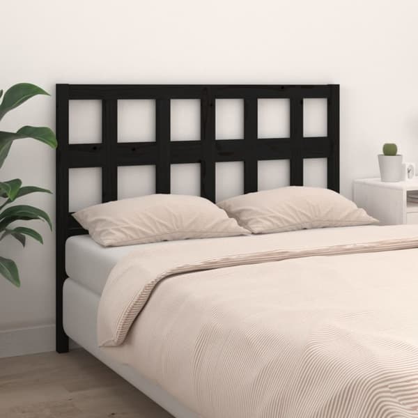 vidaXL Sengegavl svart 125,5x4x100 cm heltre furu