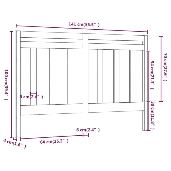 vidaXL Sengegavl hvit 141x4x100 cm heltre furu