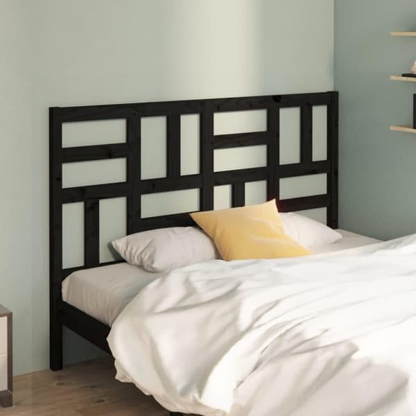 vidaXL Sengegavl svart 126x4x104 cm heltre furu