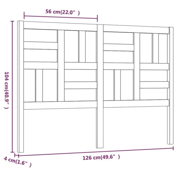 vidaXL Sengegavl svart 126x4x104 cm heltre furu