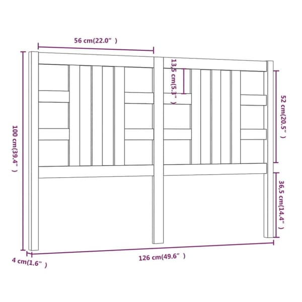 vidaXL sengegærde 126x4x100 cm massivt fyrretræ hvid