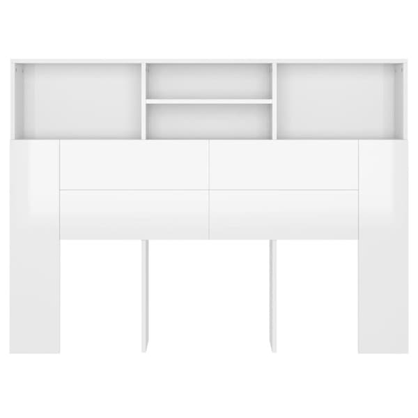 vidaXL sengegavl med opbevaring 140x19x103,5 cm hvid højglans