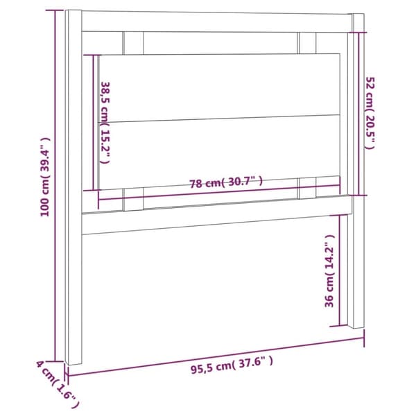vidaXL sengegærde 95,5x4x100 cm massivt fyrretræ