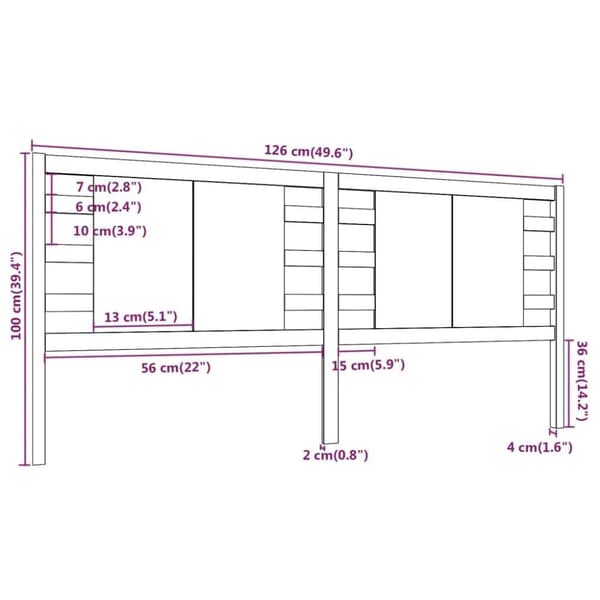 vidaXL Sengegavl 126x4x100 cm heltre furu