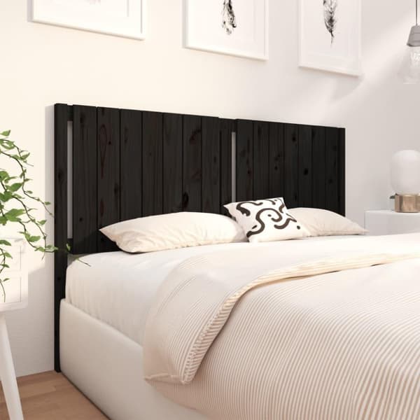 vidaXL Sengegavl svart 165,5x4x100 cm heltre furu