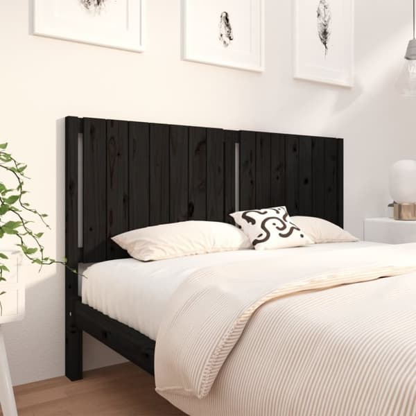 vidaXL Sengegavl svart 165,5x4x100 cm heltre furu