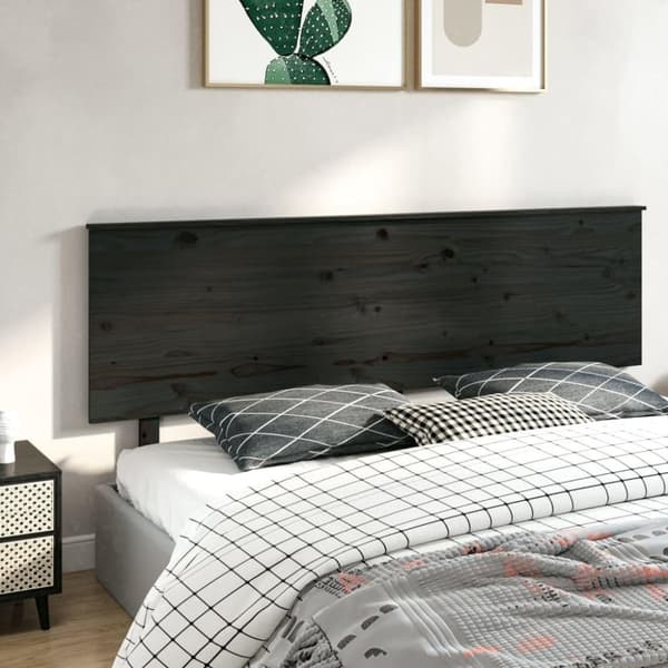 vidaXL Sengegavl svart 204x6x82,5 cm heltre furu
