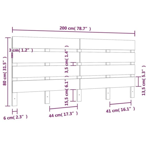 vidaXL Sengegavl 200x3x80 cm heltre furu