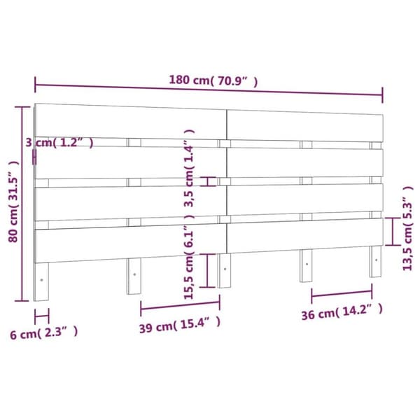 vidaXL Sengegavl 180x3x80 cm heltre furu