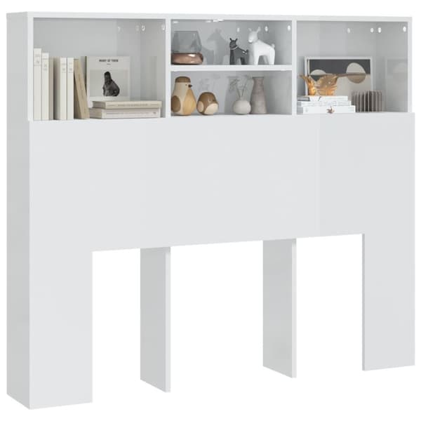 vidaXL Sengegavlskap høyglans hvit 120x19x103,5 cm
