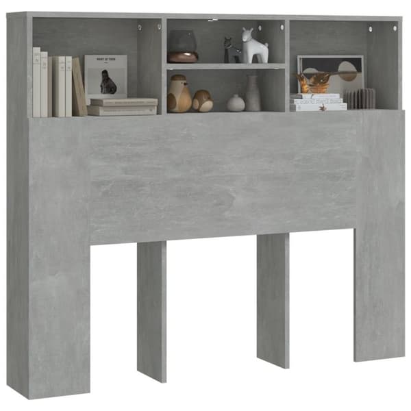 vidaXL sengegavl med opbevaring 120x19x103,5 cm betongrå