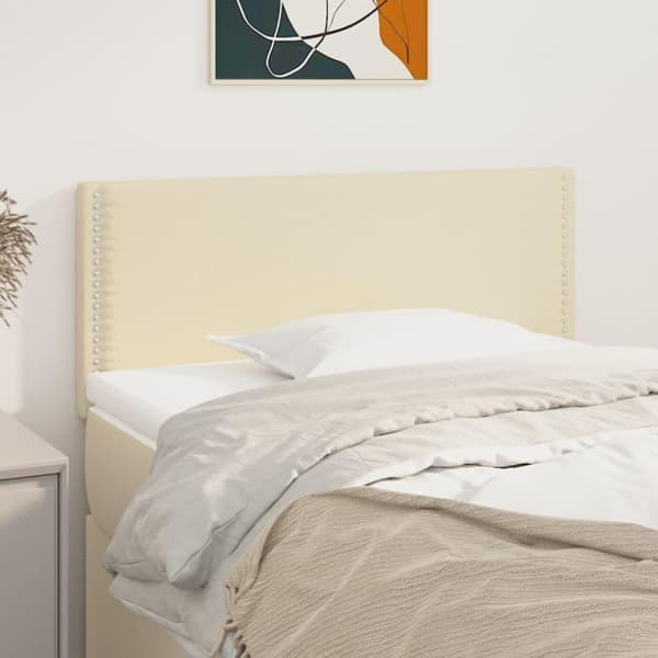 vidaXL sengegavl 100x5x78/88 cm kunstlæder cremefarvet